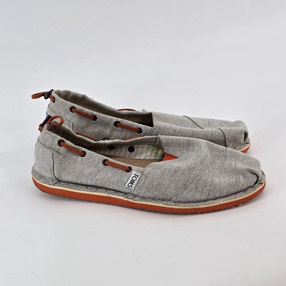 Toms Bimini Beige  Natural Burlap Canvas Slip‎ On Comfort Boat Shoes Casual 8.5